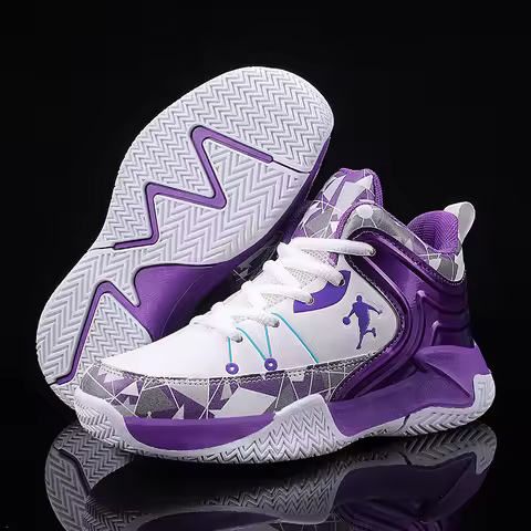 Hot Sale Basketball Shoes For Children Fashion Design Purple Children's Basketball Sneakers High Top