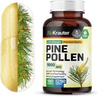 BIO KRAUTER Pine Pollen Powder Capsules 1000 mg - 100 Pine Pollen Capsules for Men and Women Support