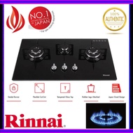 [READY STOCK] Rinnai RB-713N-G 3 Burner Gas Hob Cooker Hob (Glass) Built in Gas Stove RB713NG Glass Built in Hob