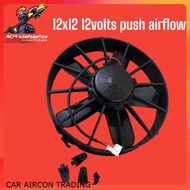 Universal Aux fan 12x12 12volts PUSH Airflow Car Aircon