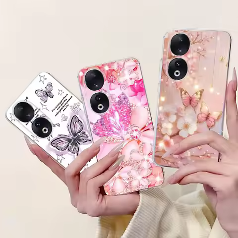 For Honor 90 Lite Case CRT-NX1 Funda Fashion Butterfly Soft Silicone Transparent Slim Capa Bumper Fo