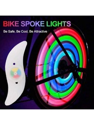 1/2/4入組多彩安全出行燈3模式led自行車輪輻光環防水自行車安全警示易安裝自行車配件附電池