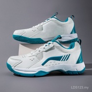 Professional Badminton Shoes White Blue Color Matching Shock Absorption Breathable Anti-slip Wear-re