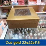 Dus Emas 22 x 22 x 7.5 cm - Box Kue - Gold Cake Box