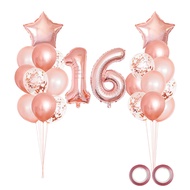 25pcs Rose Gold Mixed Balloons 16th 61st Birthday Party Decorations 16 61 Years Old Girl Woman Birth