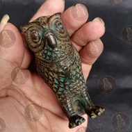 Greenish Black Owl Statue, Full Brass Material, 7 cm High
