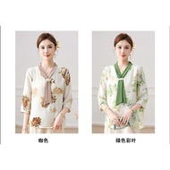 Middle-aged Mother's Wear Summer Middle-Sleeved Tops Fashionable Middle-Aged Elderly Women's Clothing 2024 New Style