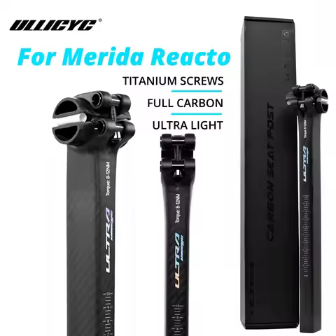 ULLICYC Chrome Logo Ultralight Carbon Seatpost 125g, 5mm Offset for Merida Reacto, Road Bike Seatpos