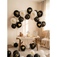 10/15Pcs Black Gold Glitter Oh Baby Footprint Heart Balloon Set, for Kids Birthday Party & Baby Show