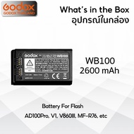 Godox Battery WB100 WB100A WB100B - For Flash AD100Pro V1 V860III MF-R76 etc - Godox Thailand