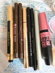 Maybelline睫毛膏、FASIO眼線筆、Ysl遮瑕筆