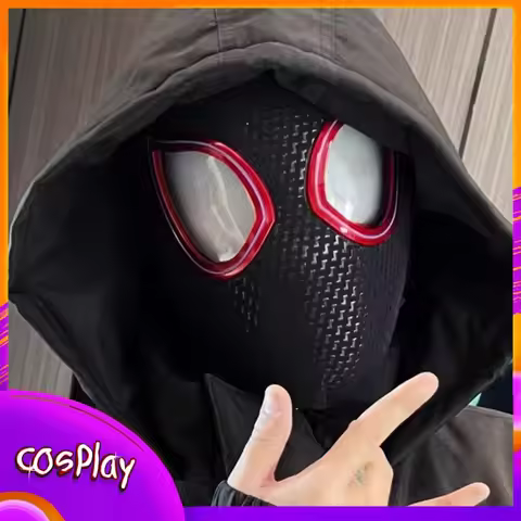 Miles Spider Man Cos Mask With Electric Blinking Eyes With Ring Remote Control Halloween Partys Carn
