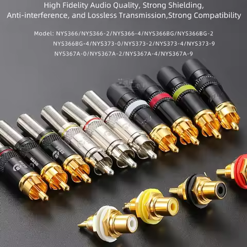1Pcs/10Pcs Original REAN RCA Connector Gold-plated Phono Audio Video Lotus Plug NYS373 Cable Connect