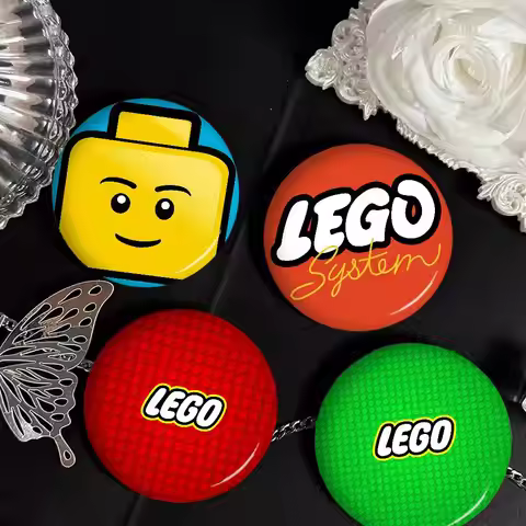 Classic Building L-Lego Creative Pins Funny Round Snap-in Brooch Badge Backpack Hat Accessories Jewe