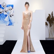 ♣▼✒Formal Civil Wedding Dress for Wmen on Sale Long Mermaid Sequin Evening Dinner Gown for ninang Pa