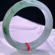 緬甸老坑 天然A貨翡翠手鐲 圈口53.9MM 冰糯飄花 編號08754