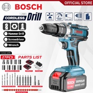 BOSCH Electric Drill Screwdriver Gerudi Tangan 3980V Cordless Electric Drill with Drill Bit Li-on Battery Hand Drill Rechargeable Drill Set