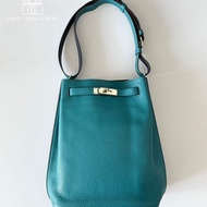 Hermes💚So Kelly 22💚孔雀綠內拼深海藍銀扣🌟98.5新🌈Togo皮🌟
