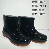 ALI🍒Shu Luchi082ABlack Short Tube Rain Boots Site Kitchen Shoes Laundry Rain Boots Rubber Boots Rubber Shoes Shoe Cover