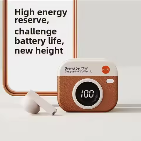 Q86 TWS Wireless Bluetooth Earbuds HiFi Stereo Sound Sport Headset Retro Camera Design Earphones for