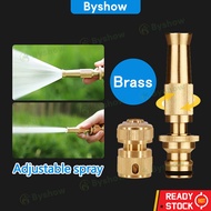 【Byshow】 Brass Adjustable Hose Nozzle + Garden Hose High Pressure Water Spray Gun Full Copper Materi