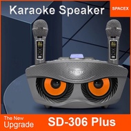 SD 306 PLUS Karaoke Owl Design Bluetooth Speaker with Two Wireless Microphone Mobile Wireless Karaok