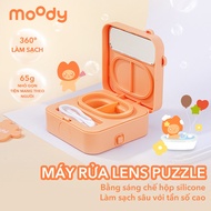 Moody Puzzle contact lens cleaner, cute orange-blue color, provides 360 convenient and safe Cleaning