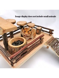 寵物實木碗帶磨牙玩具，適用於鸚鵡，倉鼠，蜥蜴和龜飼料，寵物造景用品（不含倉鼠食品）