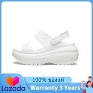 ของแท้พิเศษ Crocs Classic Mega Crush Clog White Shoes Non - Slip Thick Sole Beach Sandals 207989 - 1