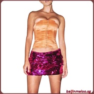 Women Glitter Mini Skirt High Waist Sequin Party Skirt