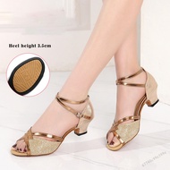 มาตรฐานรองเท้าเต้นรำบอลรูมสำหรับผู้หญิง Glitter เปิดนิ้วเท้ารองเท้าเต้นรำสมัยใหม่ Salsa บอลรูม Tango