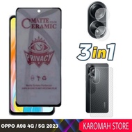 LAYAR Karomah 3-in-1 Package Ceramic Matte Anti-Spy PrivacyScreen Protector for Oppo A98 4G Oppo A98