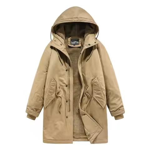 New American Retro M51 Mid-Length Windbreaker Parka with Hood Coat - Amish Cotton Long Coat for Men 