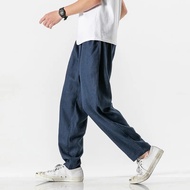 Straight Men’s Cotton Linen Harem Pants 2022 Streetwear Men Casual Joggers Sweatpants Harajuku Elastic Waist Male Trouser M-5XL