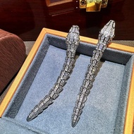 Trendy Exaggerated 3D Snake Bone Snake Shape Earrings 925 Silver Needle Luxury Diamond Embedded Zirc