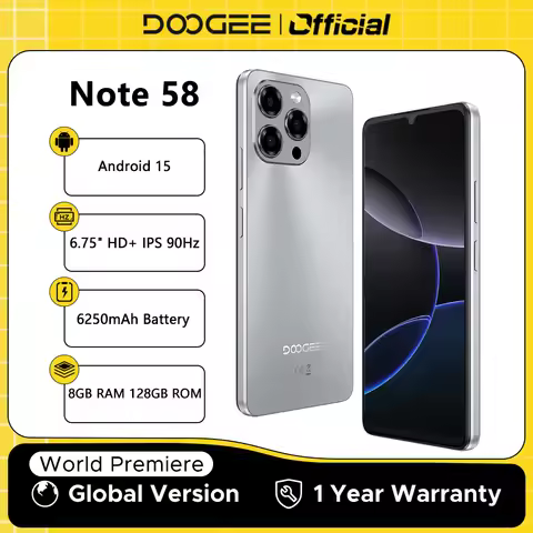 【Brand+】Global Version DOOGEE Note 58 8GB RAM 128GB ROM 6.75" HD+ 90Hz IPS Screen 6250mAh Large batt