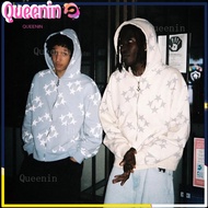 【Queenin】Retro Y2k Star พิมพ์รูปแบบ Hoodie Streetwear เสื้อกันหนาวผู้ชายและผู้หญิงแฟชั่น Pullover Zip Jacket Coat ผู้หญิง Harajuku แขนยาว Hoodies ขนาดใหญ่