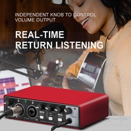 MD22 Portable Professional Sound Card 48V Phantom Power USB Audio Interface for Audio Equipment Guit