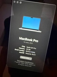 Apple MacBook Pro 14-inch 2021 M1 Pro 16GB RAM SDD 500G