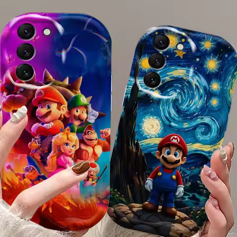 M-Marios Cartoon Cute For Samsung S25 S24 S23 S22 S21 S20 A04 A05s A05 A06 Ultra Plus FE 5G Wave Oil