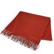 狀況極佳 ▲愛馬仕 100% 羊絨圍巾/披肩，飾有品牌標誌刺繡和流蘇，ブラウン，英國製造，女士款。