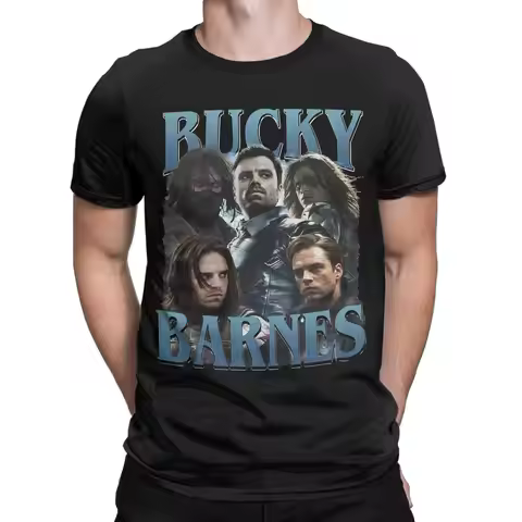 Marvel Bucky Barnes, Thunder Agents Winter Warrior Men's Round-neck Cotton T-shirt, Short-sleeved T-
