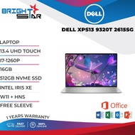 LAPTOP DELL XPS13 9320T 2615SG (13.4 UHD TOUCH / I7-1260P / 16GB / 512GB NVME SSD / INTEL IRIS XE / W11 + HNS)