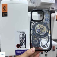 Spigen C11 Series Mechanical Gear Pattern Ultra Hybrid Magnetic Case for iPhone 16 Pro Max 15 14 13P