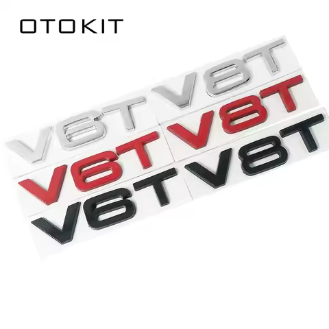 Car Styling 3D Metal V6T V8T V6 V8 T Fender Side Body Emblem Tail Trunk Fender Badge Sticker For Aud