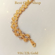 916 Gold Fancy Bracelet – 2 Tone, Lightweight & Wide