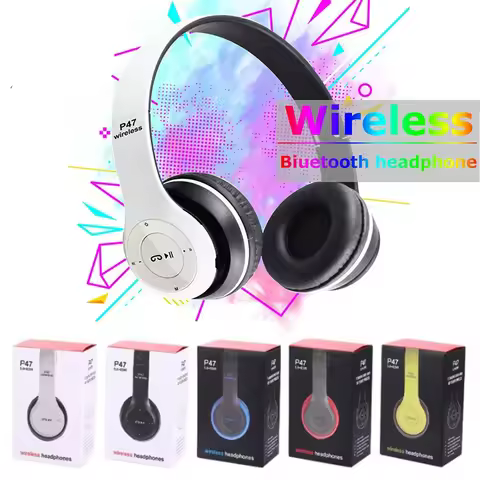 Stereo P47 Wireless Headphones 5.0 Bluetooth-compatible Earphones with Mic Memory TF Card Audifono F