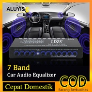 Aluyis Equalizer Mobil 7 Band Multifungsi Equalizer Audio Mobil Profesional Regulator Parametrik Amplifier Crossover Penyetelan EQ