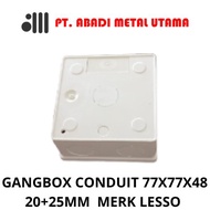 FITTING CONDUIT GANGBOX CONDUIT 77X77X48 20MM+25MM LESSO BRAND