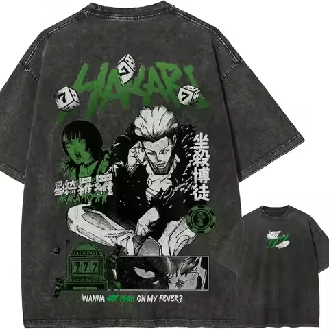Kinji Hakari T-shirt Jujutsu Kaisen Jackpot 777 Tee Vintage Washed Oversized Retro Anime Harajuku Me